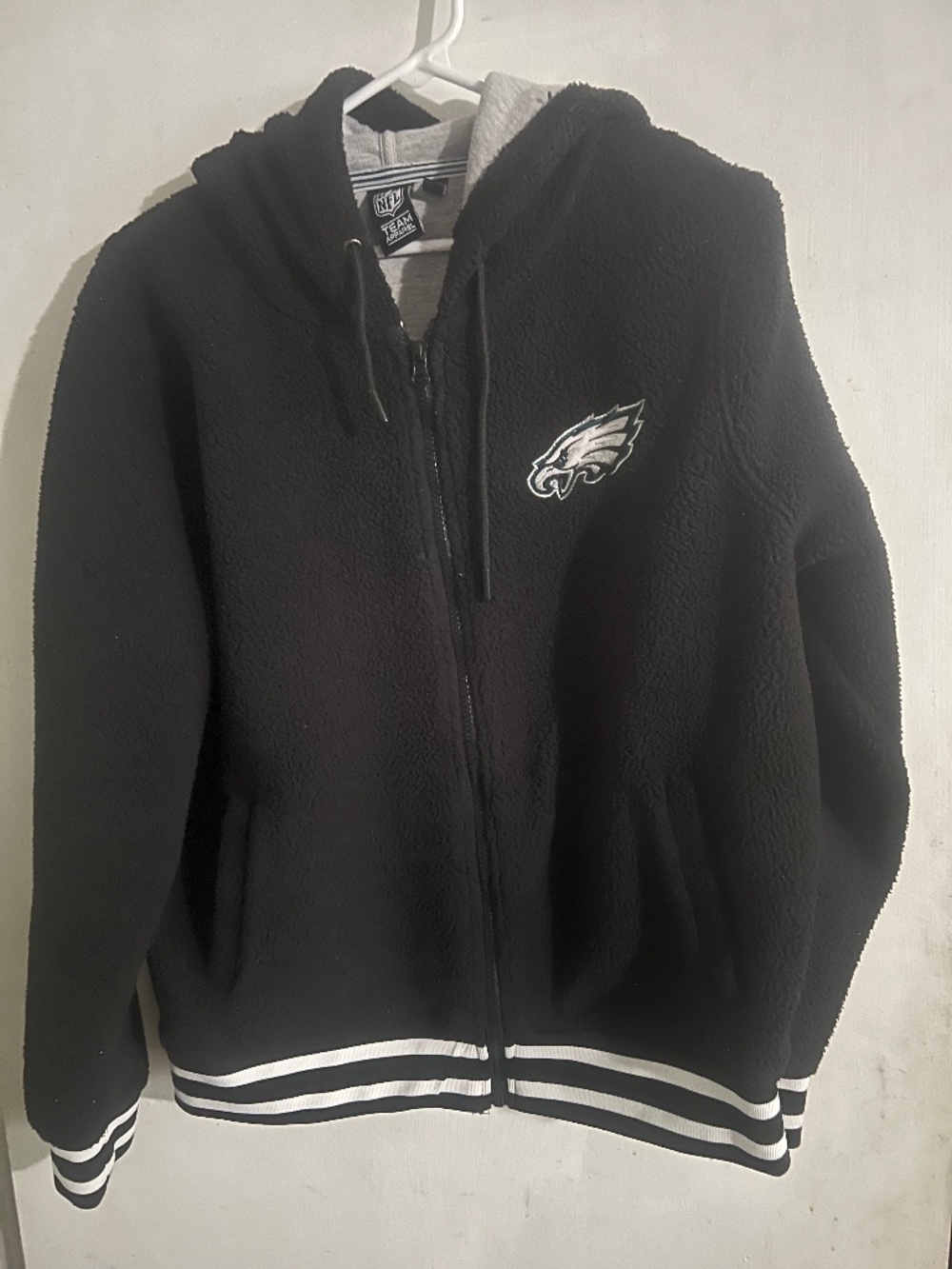 NFL Philadelphia Eagles Football Sherpa Hoodie Full Zip Jacket, Size Medium